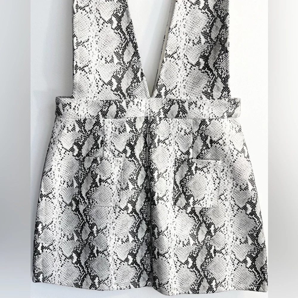 Spectacle Grey Snake Print Pinafore Dress - Honey Punch - Snake Skin Print Dress